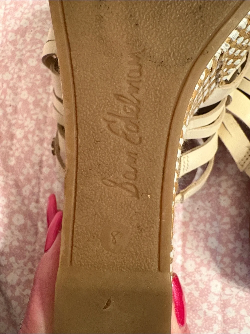 Sam Edelman Cream Woven Slide Wedges